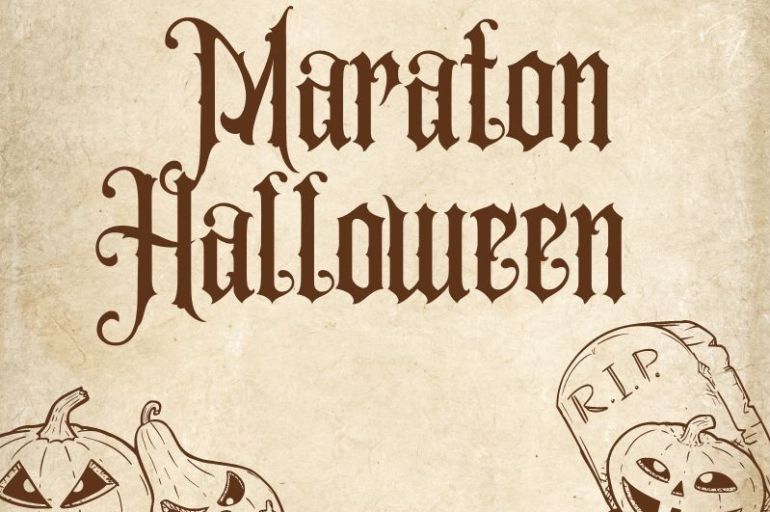 Brown Vintage scroll Halloween Party Poster (1920 x 1080 px) (800 x 800 px)